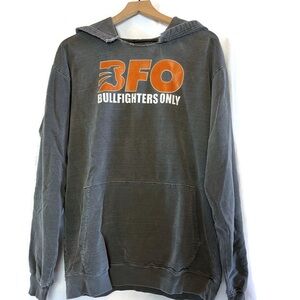 BULLFIGHTERS ONLY Distressed Pullover Hoodie BFO Gray Orange est. Size L/XL UofT